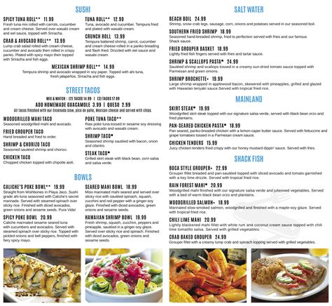 Salt Life Food Shack menu in Jacksonville Beach, Florida, USA