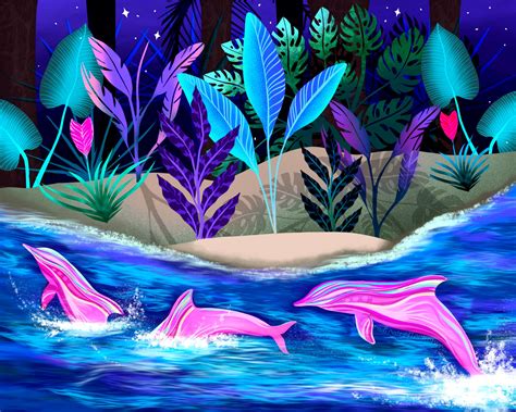 Pink River Dolphin Wall Art Print Dolphin Lovers - Etsy