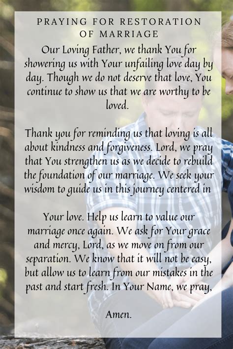 7 Divine Prayers for Marriage Restoration after Separation - Prayrs