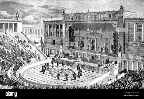 Reconstruction of the Theatre of Dionysus in ancient Athens, Greece ...