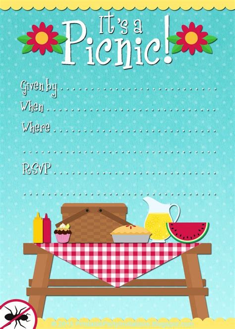 Shared with Dropbox | Picnic invitations, Free printable party invitations, Free invitation maker