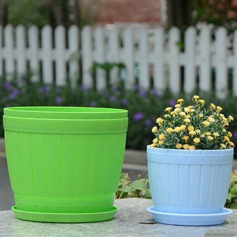 Travelwant Plastic Planters with Saucer Plant Pots with Multiple ...