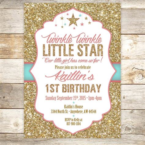 Twinkle Twinkle Little Star Birthday Invitation 1st Birthday | Etsy