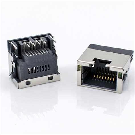 Female RJ45 Modular Jack , Offset Jack Shielded Mini RJ45 Connector For ...