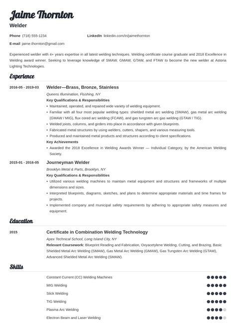 Welder Resume Examples (+ Welding Resume Template)