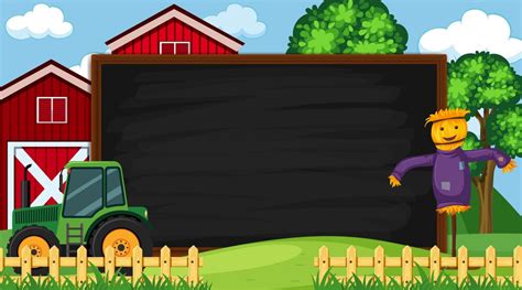 Premium Vector | Border template with farm scene