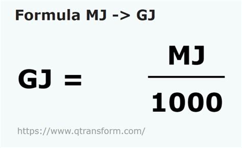 Megajoules to Gigajoules - MJ to GJ convert MJ to GJ