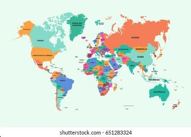 World Map Country Name Stock Vector (Royalty Free) 651283324 | Shutterstock