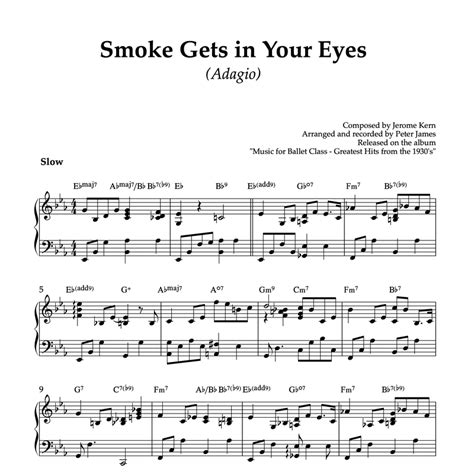 Smoke Gets in Your Eyes (Adagio) | Sheet Music for Ballet Classes (PDF)