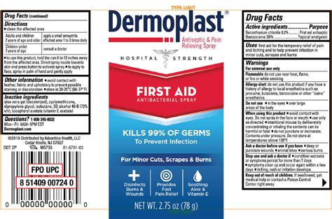 DailyMed - DERMOPLAST FIRST AID- benzethonium chloride and benzocaine spray