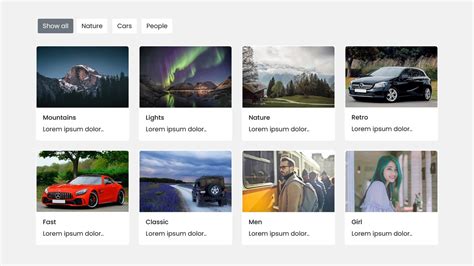 Responsive Filterable Image Gallery in HTML Bootstrap & JavaScript