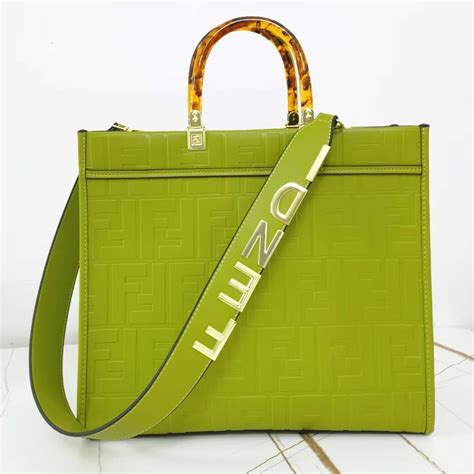 FENDI ROMA SUNSHINE EMBOSSED GREEN TOTE BAG – TheLuxuryTag