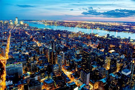 Desktop Wallpapers New York City USA Night From above Houses Cities