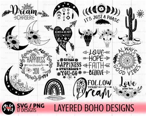 Boho Svg Bundle Hippie Svg Mental Health Svg Boho Rainbow - Etsy