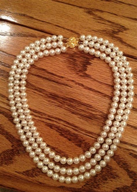 Triple Strand Pearl Necklace Elegant Swarovski Pearls | Etsy | Pearl necklace, Pearls, Pearl jewelry