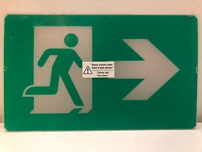 Facility Maintenance & Safety Exit Sign Green Running Man 12" x 7.25" Flexible Plastic Insert ...