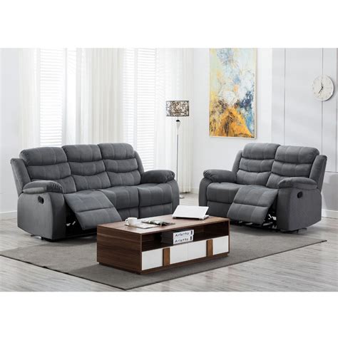 AC Pacific Jim Gray Fabric Reclining Living Room Set - Walmart.com