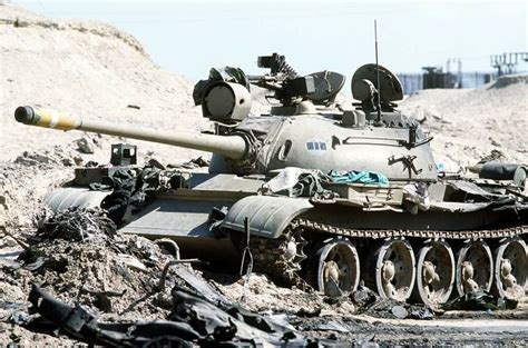 The thrown Iraqi T-55, to the north from Al Kuwait, 1991.