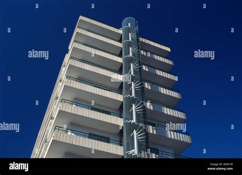 fire escape ladder at a high rise building steel metal construction fire proof Stock Photo - Alamy