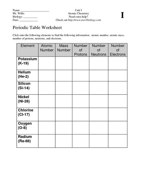 13 Best Images of Periodic Table Worksheet Fill In - Periodic Table Worksheets, Periodic Table ...