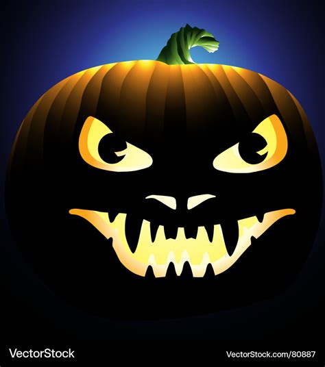 Scary face carved into pumpkin Royalty Free Vector Image