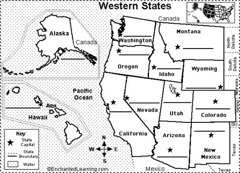 Label Western US State Capitals Printout - EnchantedLearning.com