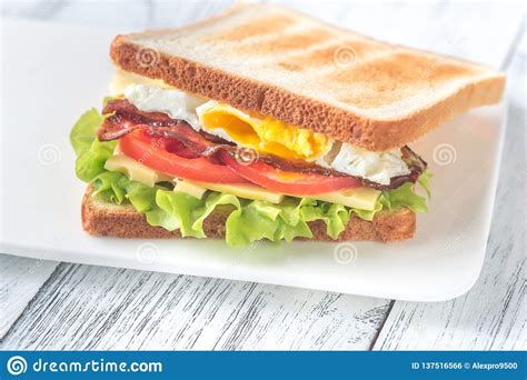 A Sandwich with Fried Egg and Bacon Stock Photo - Image of crisp ...