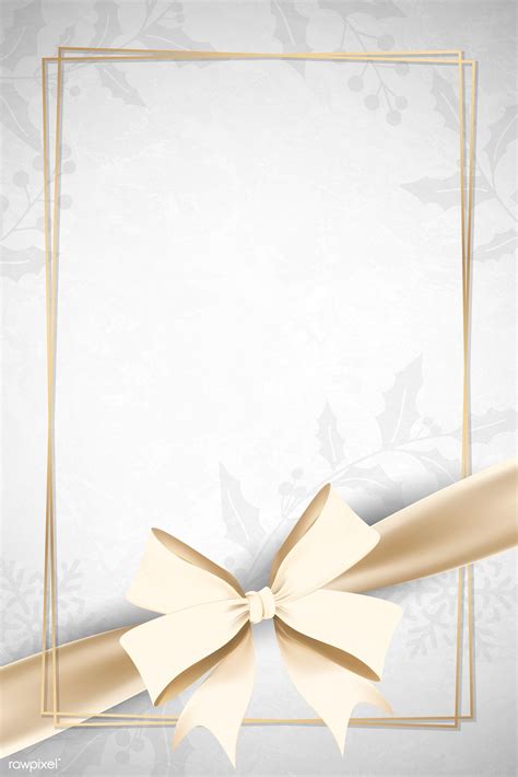 Download premium vector of Gold frame with ribbon bow on gray ...