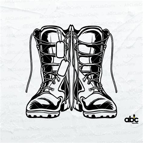 Military Combat Boots Drawing