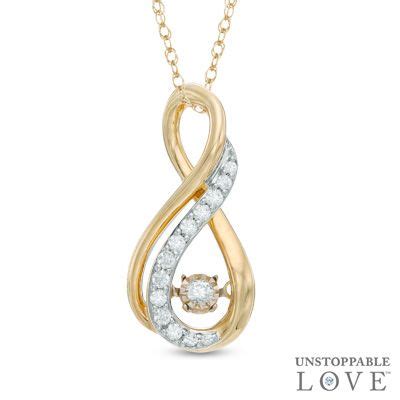 Zales: Unstoppable Love™ 1/8 CT. T.W. Diamond Double Row Infinity Pendant in 10K Gold | Infinity ...