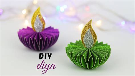 Paper Diya Making For Diwali | Diwali Decoration Ideas At Home | Diya Decoration ideas - YouTube