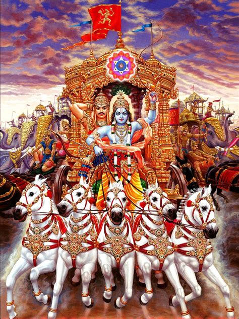 Krishna Arjuna Chariot Painting at PaintingValley.com | Explore ...