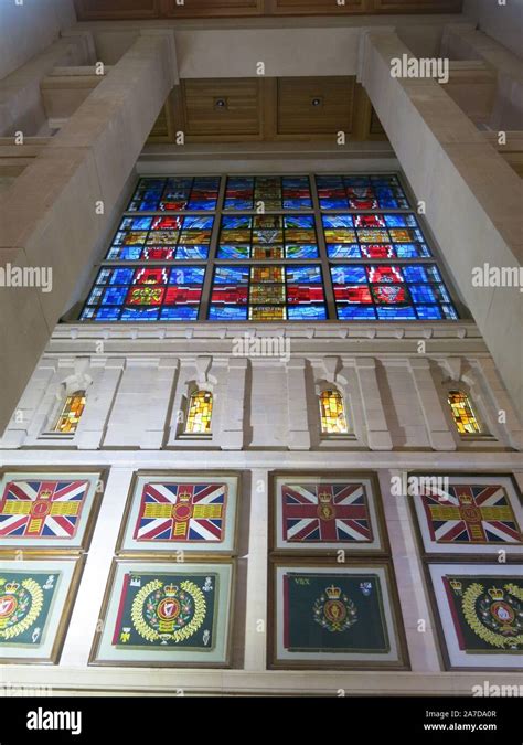 The colourful stained glass window in the Regimental Chapel of Belfast ...