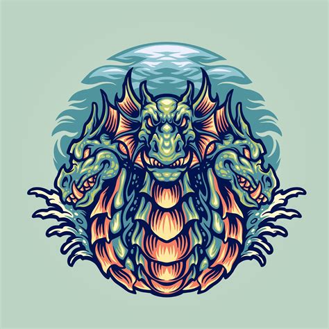 Dragon Hydra Character Mascot Illustration 1936279 Vector Art at Vecteezy