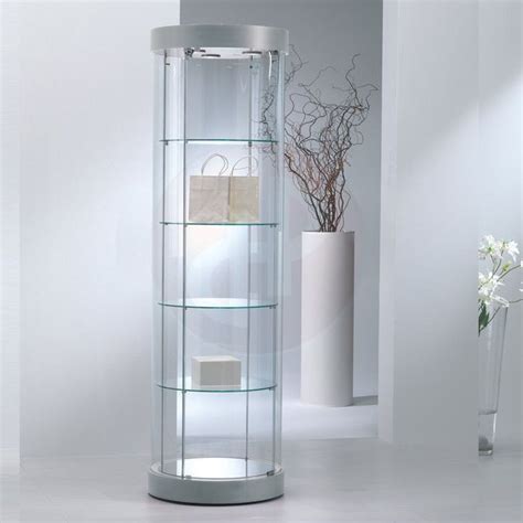 Curved 2 tall round glass showcase 56cm diameter - Glass Display ...