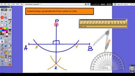 Constructing a Perpendicular from a Point to a Line - YouTube