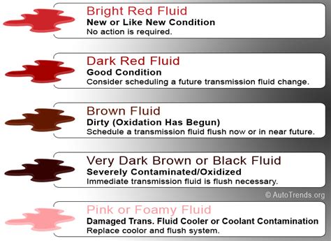 Transmission Fluid Colors Chart (What Each Color Means)