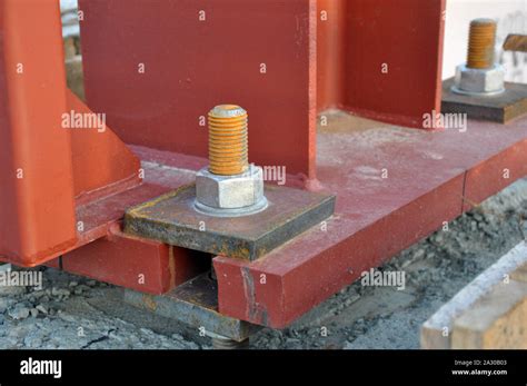 Installation of building structures using anchor blocks. Construction Stock Photo - Alamy