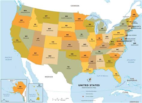 Usa Map With State Names And Abbreviations