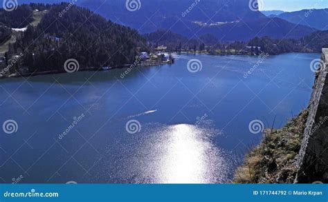 Panoramic View of Bled Settlement and on Lake Bled Blejsko Jezero ...