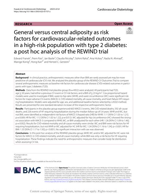 (PDF) General versus central adiposity as risk factors for cardiovascular-related outcomes in a ...