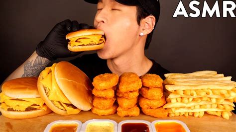 ASMR TRIPLE CHEESEBURGERS & CHICKEN NUGGETS MUKBANG (No Talking) EATING ...