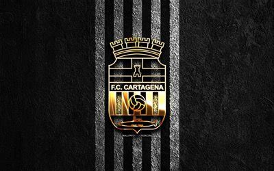 Download FC Cartagena golden logo, 4k, black stone background, La Liga ...