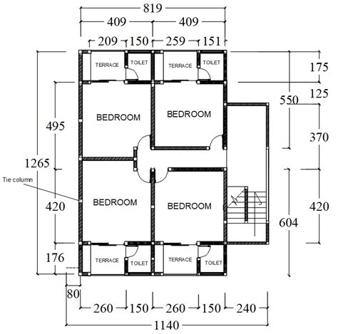 Typical floor plan of 3-story residential building using confined ...