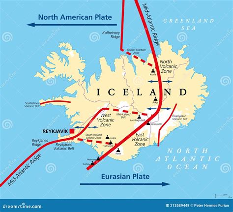 Geology of Iceland, Eurasian and North American Plate, Political Map ...