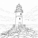 Baixe Farol Em Costas Rochosas Para Projetos Criativos Coloring Pages  sketch template