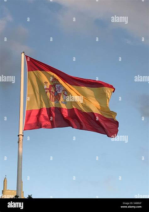 Spanish flag waving Stock Photo - Alamy