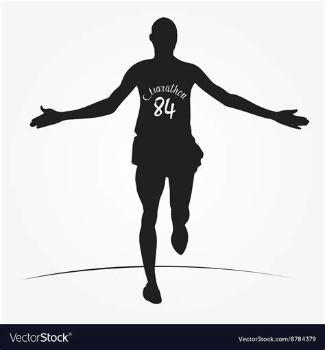 Running man silhouette with number of marathon Vector Image