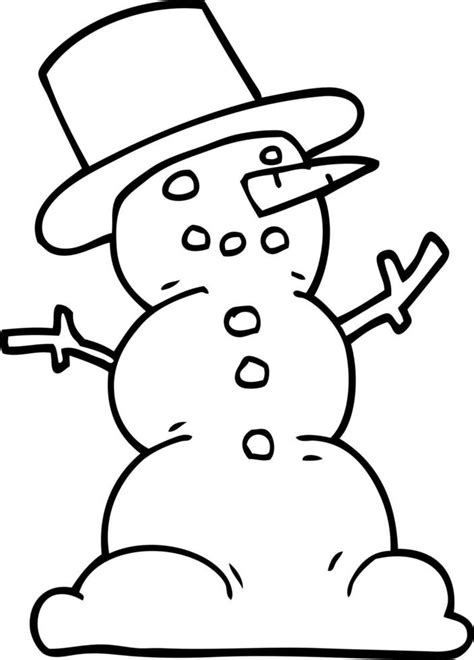 line drawing cartoon traditional snowman 12138171 Vector Art at Vecteezy