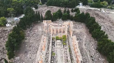 drone footage of the Temple of Zeus, Cyrene, Libya, history of Libya ...